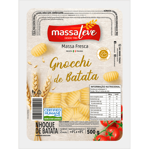 NHOQUE MASSA LEVE BATATA 500g