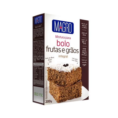 MISTURA BOLO MAGRO INTEGRAL 200G FRUTAS GRAOS