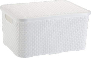 CESTO NITRON ORGANIZADOR RATTAN 16L BRANCO C/TAMPA