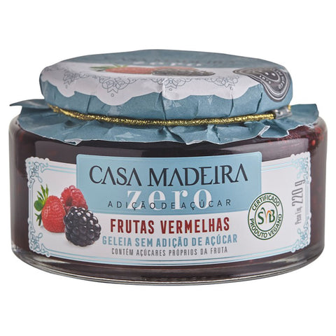 GELEIA CASA MADEIRA ZERO FRUTAS VERMELHAS 220g