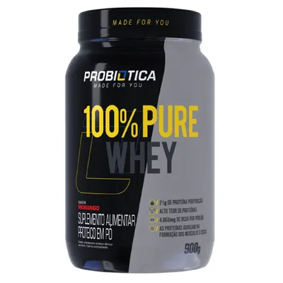 SUPLEMENTO 100% PURE WHEY POTE 900G MORANGO