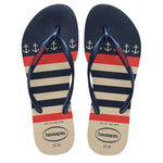 HAVAIANAS SLIM NAUTICAL BEGE PALHA/MARINH 35/36