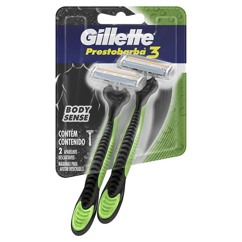 APARELHO GILLETTE PRESTOBARBA BODY SENSE 3 VERDE C/2