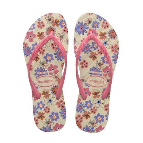 HAVAIANAS SLIM ROMANCE BEGE PALHA/ROSA 35/36