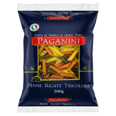 MACARRÃO PAGANINI SEMOLA PENNE RIGATE TRICOLORE 500g