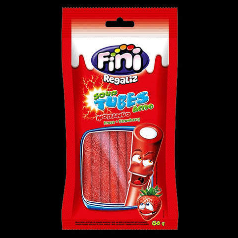 BALA FINI REGALIZ TUBES 80g MORANGO ACIDO