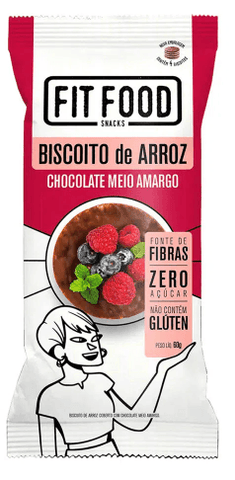 BISCOITO DE ARROZ FIT FOOD CHOCOLATE  MEIO AMARGO 60g