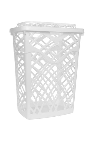 CESTO P/ROUPAS JAGUAR TELADO 60L BRANCO C/TAMPA