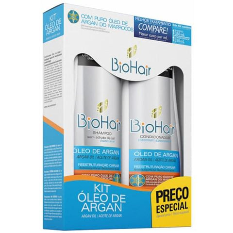 KIT SHAMPOO + CONDICIONADOR BIOHAIR OLEO DE ARGAN 700ML