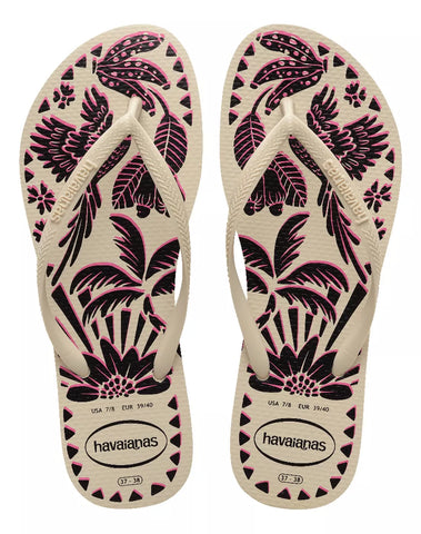 HAVAIANAS SLIM TUCANO BEGE PALHA 35/36