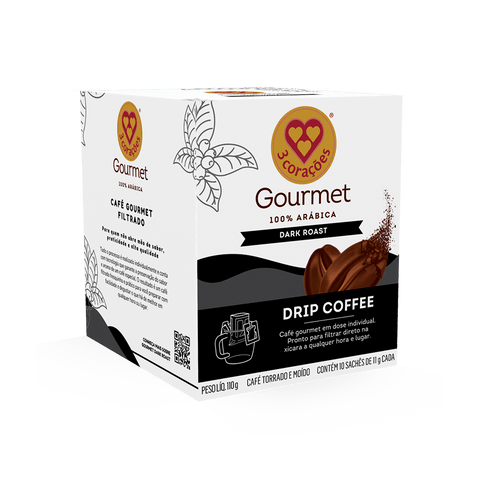 CAFE 3 CORACOES GOURMET DRIP 110G DARK ROST C/10
