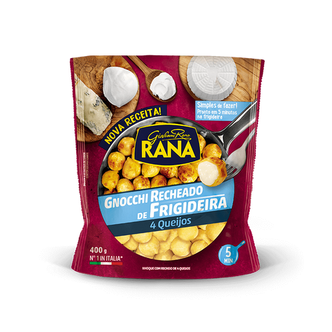 NHOQUE RANA DE FRIGIDEIRA RECH 400G 4 QUEIJOS