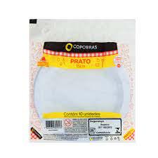 PRATO DESCARTAVEL COPOBRAS BRANCO FUNDO 15cm C/10
