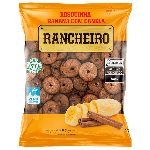 BISCOITO RANCHEIRO ROSQUINHA BANANA CANELA 300g