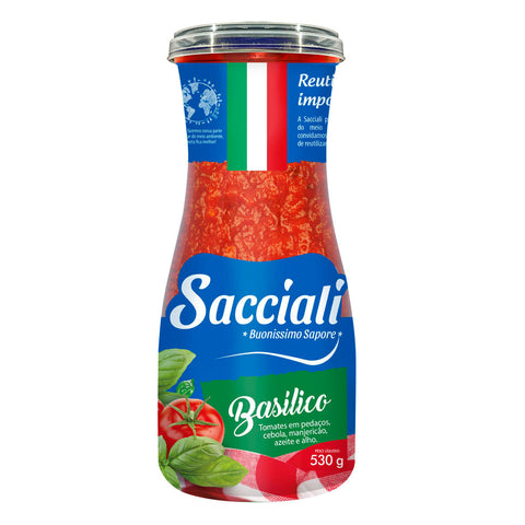MOLHO TOMATE SACCIALI BASILICO VD 530g