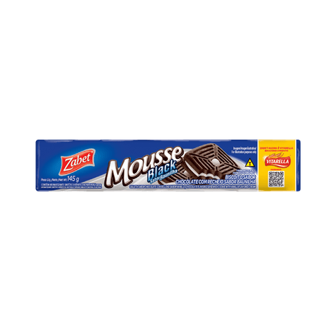 BISCOITO ZABET MOUSSE BLACK RECHEADO BAUNILHA 145g