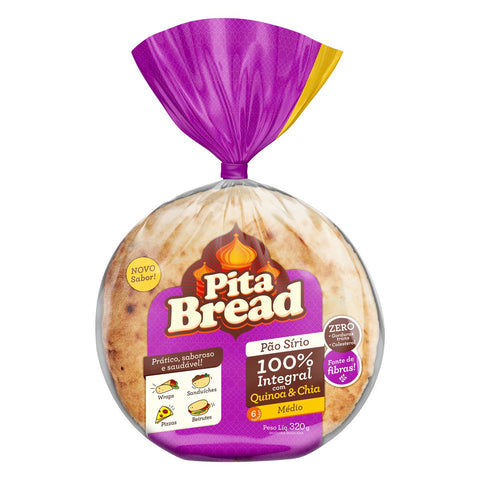 PAO SIRIO PITA BREAD INTEGRAL 100%  MED CHIA C/6 320g