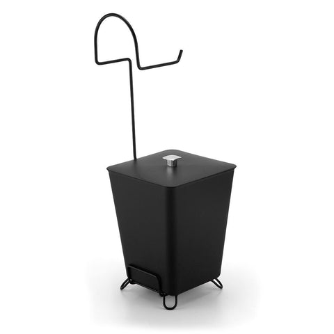 LIXEIRA ARTHI C/SUPORTE PAPEL 7L BLACK