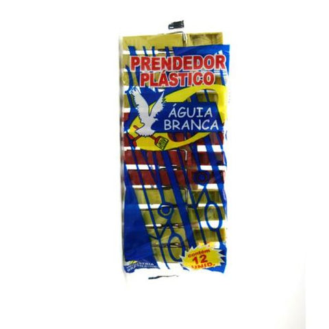 PRENDEDOR ROUPA AGUIA BRANCA PLASTICO PEQ C/12