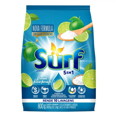 LAVA ROUPAS PO SURF 5 EM 1 LIMAO BICARBONATO 800g