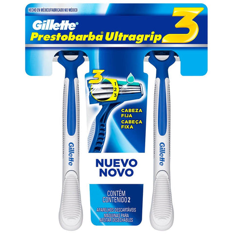 APARELHO GILLETTE PRESTOBARBA ULTRA GRIP 2 C/3