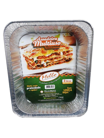 ASSADEIRA ALUMINIO MELLO RETANGULAR 3 LITROS