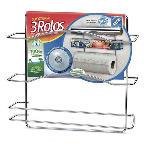SUPORTE ARTCOOK P/ 3 ROLOS C/ VENTOSA