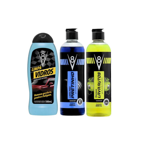 KIT V8 LAVA AUTOS/LIMPA VIDROS/LIMPA PNEUS