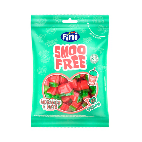 BALA FINI SMOOFREE TIJOLINHO MORANGO NATA 80g