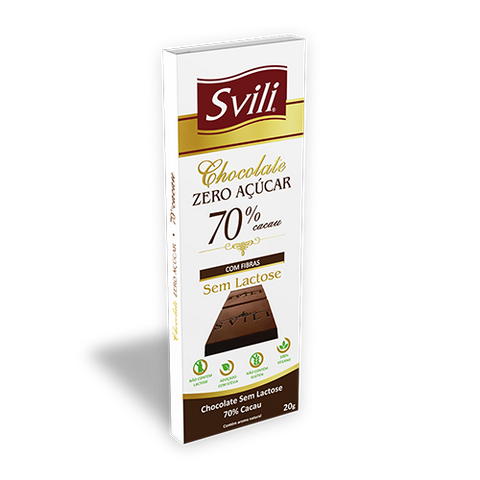 CHOCOLATE SVILI ZERO ACUCAR 70% CACAU SEM LACTOSE 20g