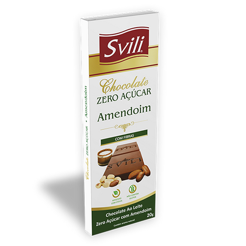 CHOCOLATE SVILI ZERO ACUCAR AMENDOAS 20G