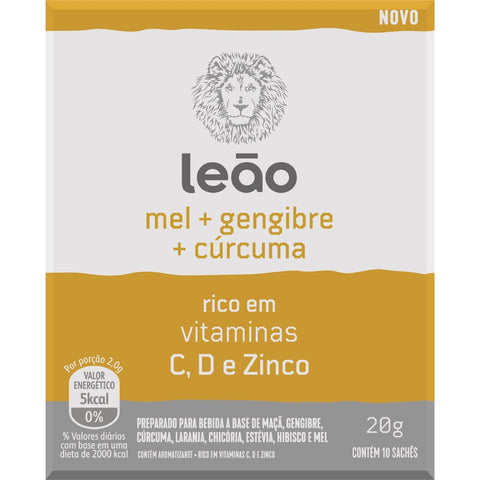CHA LEAO VITAMINICO MEL GENGIBRE CURCUMA C/10 20g