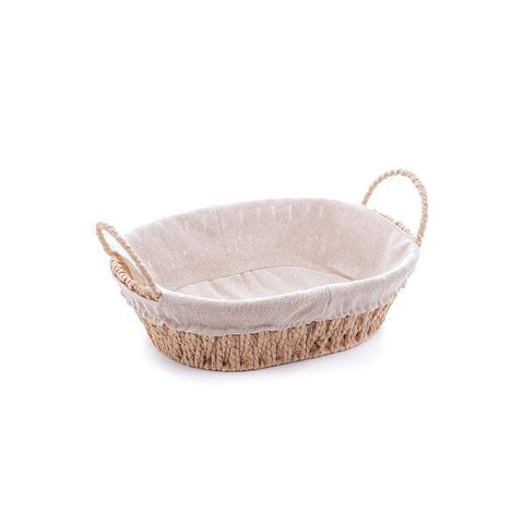CESTA MUNDIART OVAL METAL E TECIDO 26X13,5X8cm