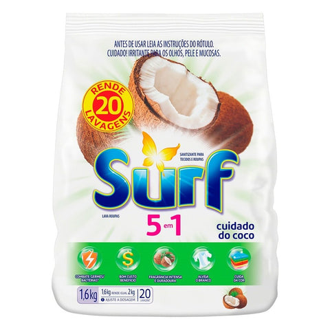 LAVA ROUPAS PO SURF 5 EM1 CUIDADO COCO SACHE 1,6kg
