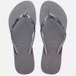 HAVAIANAS SLIM GLITTER II CINZA ACO 39/40