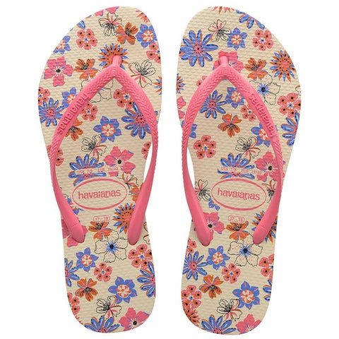 HAVAIANAS SLIM ROMANCE BEGE PALHA/ROSA 33/34