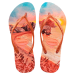 HAVAIANAS SLIM PAISAGE BEGE PALHA LARANJA 37/38