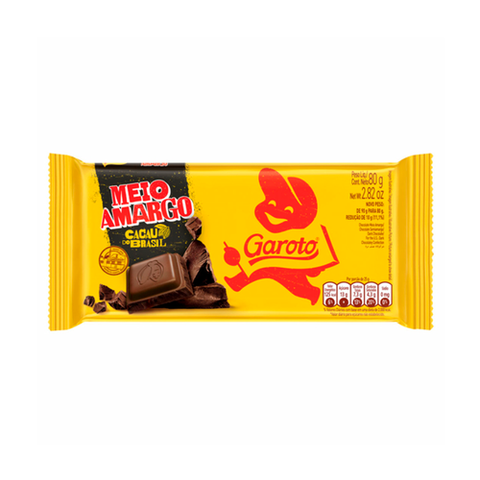 CHOCOLATE GAROTO MEIO AMARGO 80g