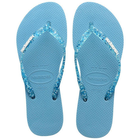 HAVAIANAS SLIM LOGO METALIC AZUL TRANQUILIDADE 39/40