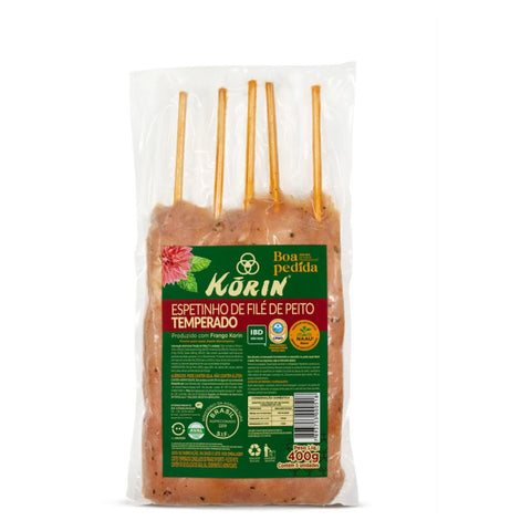 ESPETINHO FILE PEITO KORIN 400G TEMPERADO