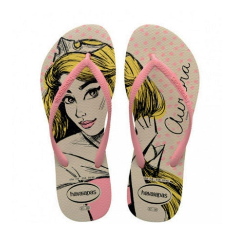 HAVAIANAS SLIM PRINCESAS BEGE PALHA/ROSA 37/38
