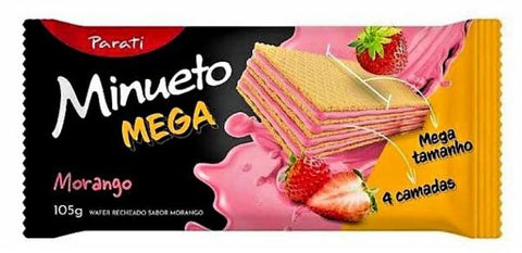 BISCOITO PARATI MINUETO WAFER MEGA MORANGO 105g