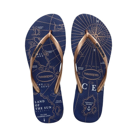 HAVAIANAS SLIM NAUTICAL MARINHO/ROSE GOLD 41/42
