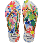 HAVAIANAS SLIM TROPICAL BRANCO/AZUL 41/42
