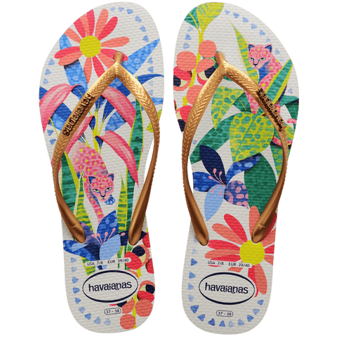 HAVAIANAS SLIM TROPICAL BRANCO/AZUL 41/42