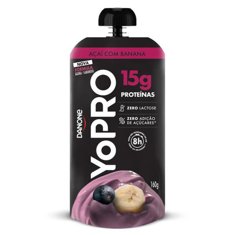 IOGURTE DANONE YOPRO 15g ACAI BANANA  POUCH 160g