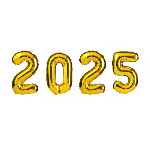 BALAO METALIZADO KIT 2025 DOURADO 40CM