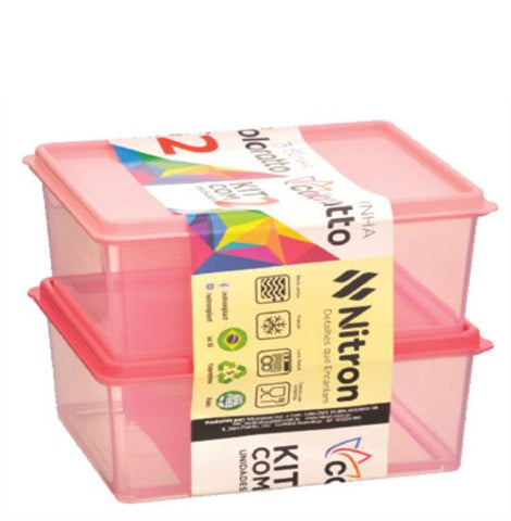 KIT POTE PLAST NITRON FIT RETANGULAR DEGRADE 450ml