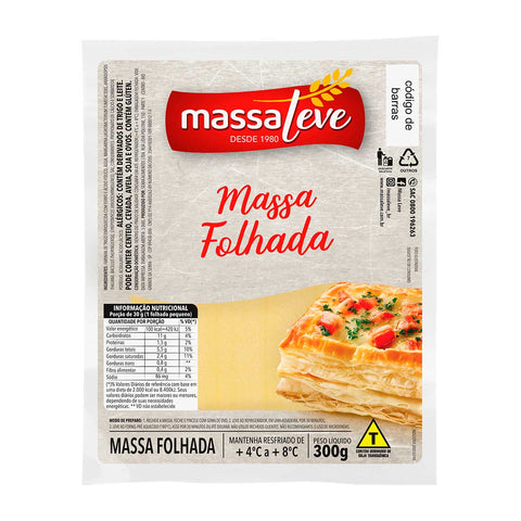 MASSA PASTEL FOLHADA MASSA LEVE 300g