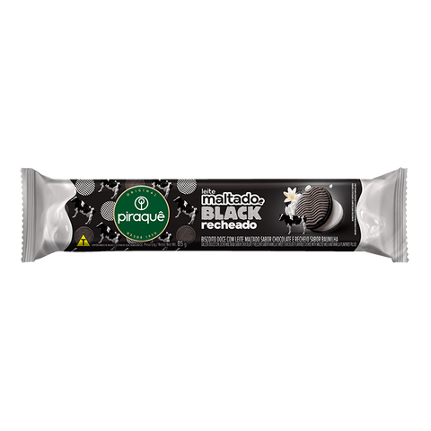 BISCOITO PIRAQUE LEITE MALTADO RECH BLACK BAUNILHA 85g